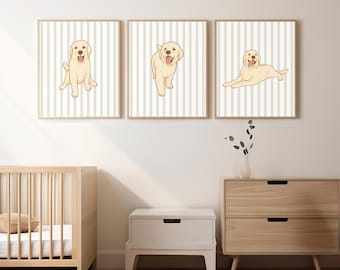 Decoración de pared para habitación de golden retriever, decoración de pared para habitación de perros, arte de golden retriever, impresión de perro para habitación de niños, decoración de pared para habitación de niños, impresión de animales para habitación de niños