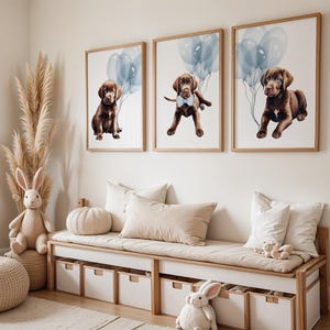 Chocolate Lab Nursery Art, Cute Dog Print, Puppy Wall Decor, Perfect Gift for Dog Lovers and Kids&#39; Rooms