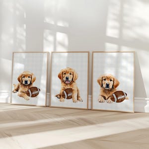 Golden Retriever Football Nursery Print: Sports Decor