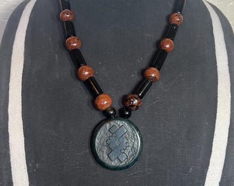 Ollin Red and Black Obsidian Necklace