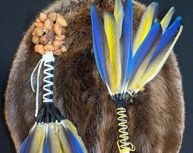 Aztec Dance Rattle With Macaw Feathers sonaja Para Danza Azteca Etsy