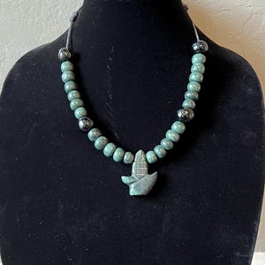 Centli (Maiz) Jade and Obsidian Necklace