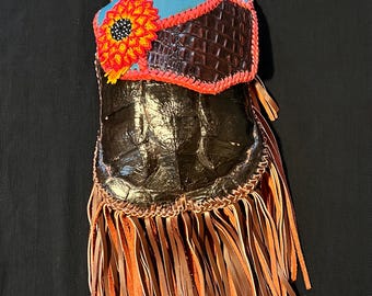 Turtle Shell leather shoulder bag