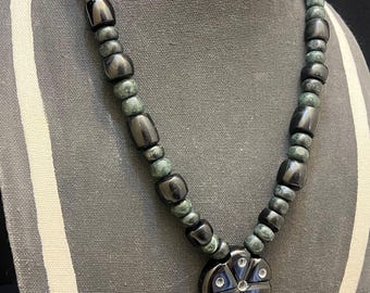 Sagrado Peyote Obsidian/jade Necklace