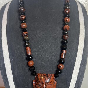 Malinaltepec Red and Black obsidian Necklace