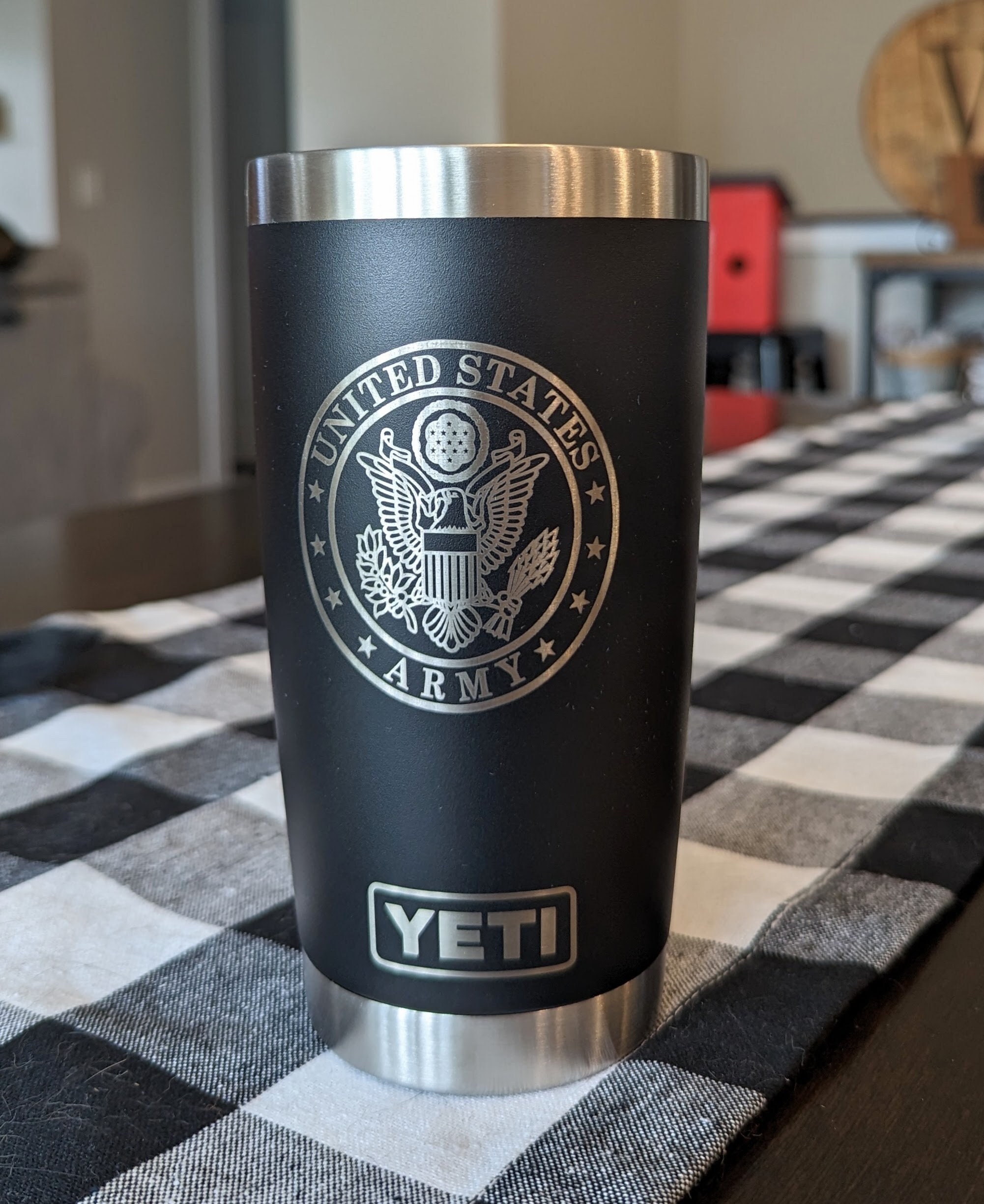 Personalized Black Yeti Army 20oz Tumbler (w/Yeti