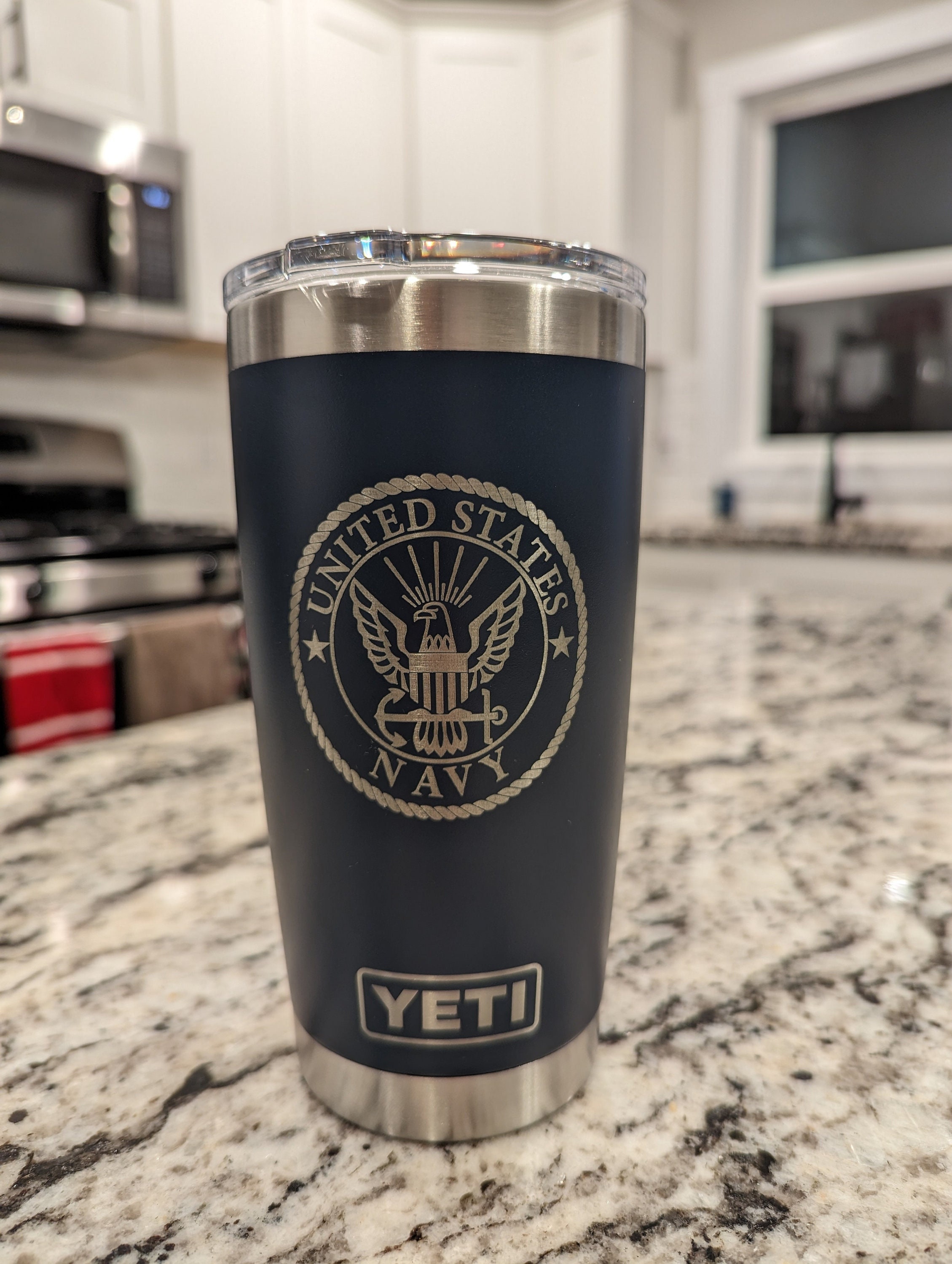 Navy Hoodie & Navy YETI Tumbler