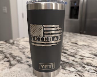 Yeti, 20oz Tumbler: American Flag Veteran
