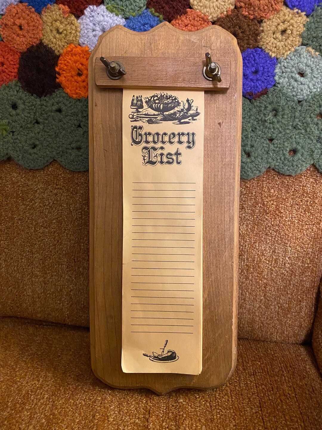 Vintage Wood Grocery List Holder Etsy