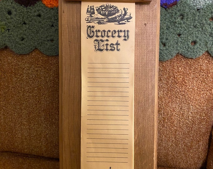 Vintage Wood Grocery List Holder Etsy