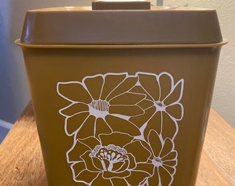Retro Gold/Brown Floral Canister