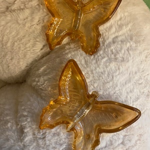 Butterfly Vintage Marigold Glass Trinket Dish