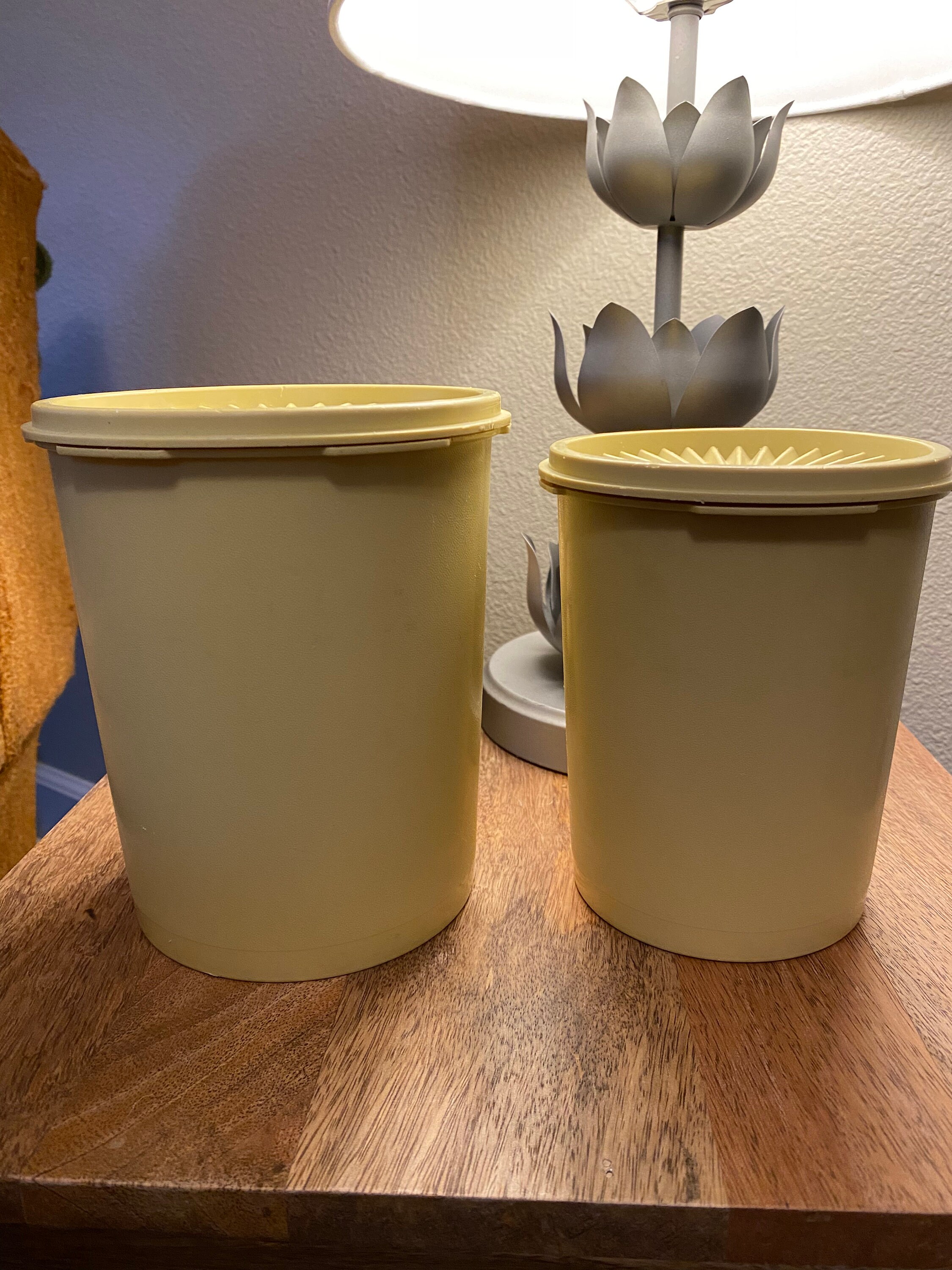 Pair of 2 Vintage Yellow Tupperware Canisters Etsy