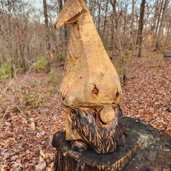 Garden gnome made with Chainsaw