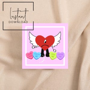 Linda tarjeta de felicitación UVST imprimible de 5 x 5 pulgadas / Descarga digital / Tarjeta de felicitación de San Valentín, amor