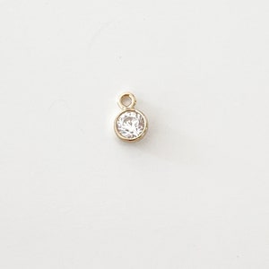 2pcs 14K USA Gold Filled 3mm Clear CZ Charm, Pendant Findings for Jewelry Making, Gold Filled Charm Findings
