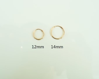 2pcs 14K USA Gold Filled Thin Hoop Earrings, 12/14mm Earring Findings for Jewelry Making