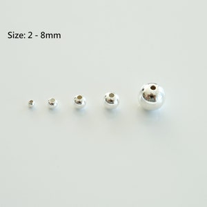 Sterling Silver Round Beads, 2mm 2.5mm 3mm 4mm 5mm 8mm Seamless Round Beads for Jewelry Making, Jewelry Findings Wholesale