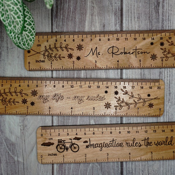 Personalized Wood Ruler - Ideal Teacher, Paraprofessional or Student Gift