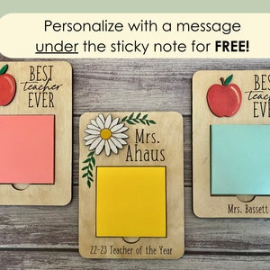 Teacher Sticky Note Holder, Best Teacher Ever, Secretary Gift,