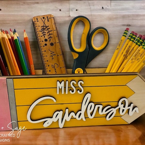 Personalized Teacher Desk Caddy, Teacher Gift