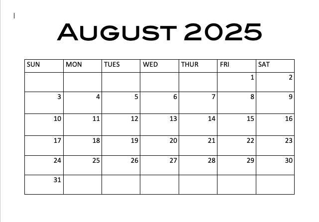 Printable Calendar 2025, August 2025 Calender, 2025 calander, 2025 wall Calendar, Digital, Calendar, Digital Download, Digital Products