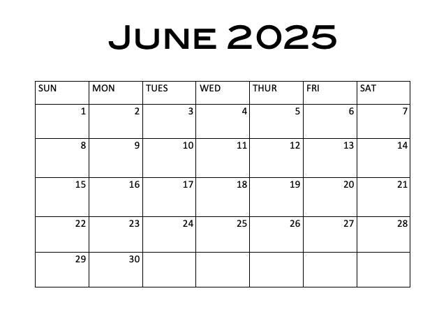 Calendario imprimible 2025, Calendario de junio de 2025, Calendario 2025, Calendario de pared 2025, Digital, Calendario, Descarga digital, Productos digitales