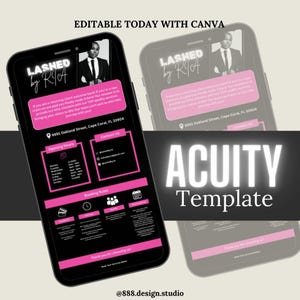Plantilla de programación Acuity, plantilla de programación Acuity para técnicos de pestañas, estilistas, técnicos de uñas, esteticistas, maquilladores, plantillas de libros Acuity
