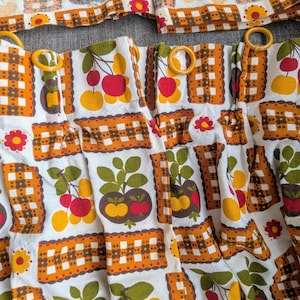 Panneau de rideau vintage à imprimé fruits avec glissière sur le dessus - Ensemble de 2 pièces