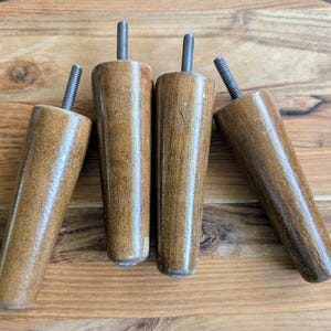Vintage tapered wooden legs | screw tops and metal bottoms | set of 4