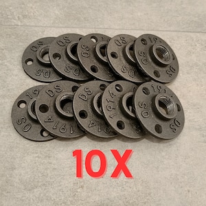 10x threaded flange, decorative flange, pipe flange, flange, malleable cast iron, 1/2", 3/4" DIY, floor flange, DIY