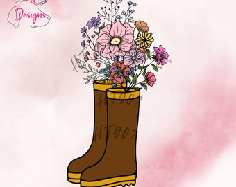 Rubber Boot Floral PNG