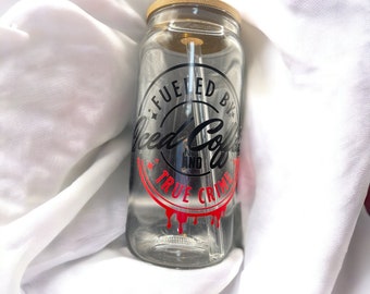 Iced Coffee and True Crime Glass Cup