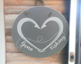 Gone fishing door hanger