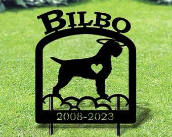 German Wirehaired Pointer Custom Upright 16in W Metal Dog Memorial