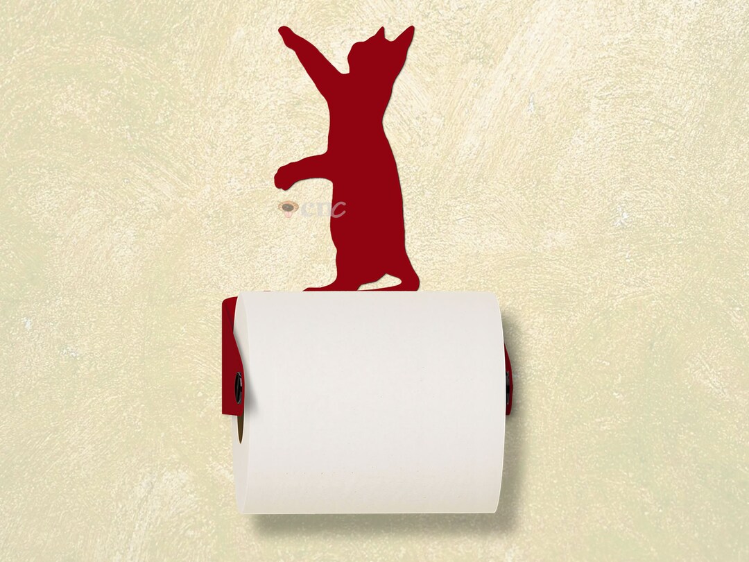 Reaching Kitty Toilet Paper Holder: Metal Cat Theme Bathroom Decor - Etsy