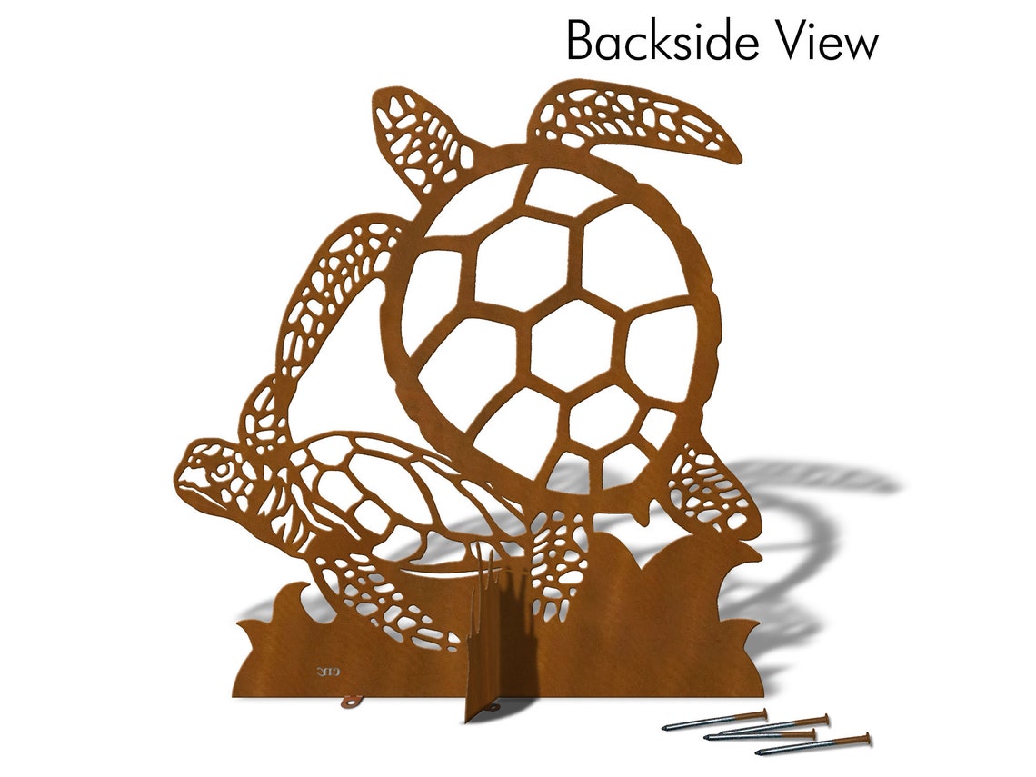 Rust Turtle Set Rust Metal Sea Turtle Garden Statue: Coastal Yard Art, Made in USA - Etsy