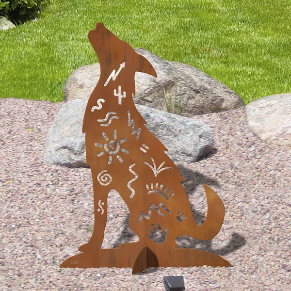 Metal Coyote Yard Decor Etsy