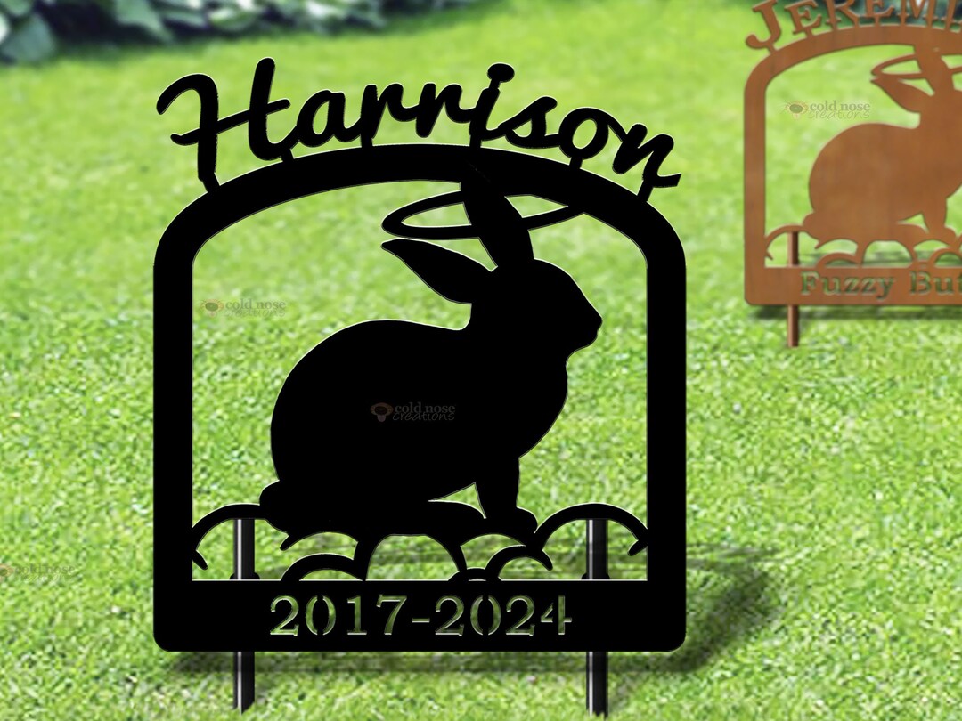 Personalized Bunny Rabbit Memorial: Metal Garden Plaque, Custom Text - Etsy