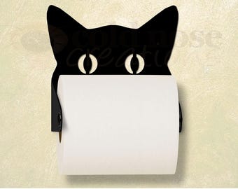 Stalking Cat Toilet Paper Holder: Metal Cat Theme Bathroom Decor