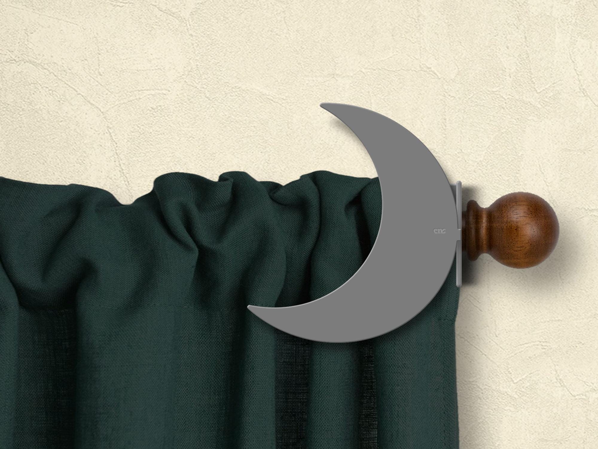 Crescent Moon Curtain Rod Holder: Metal Drapery Bracket, Rust Patina ...