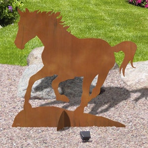 Running Horse Metal Yard Art: Western Decor Lawn Statue, Made in USA