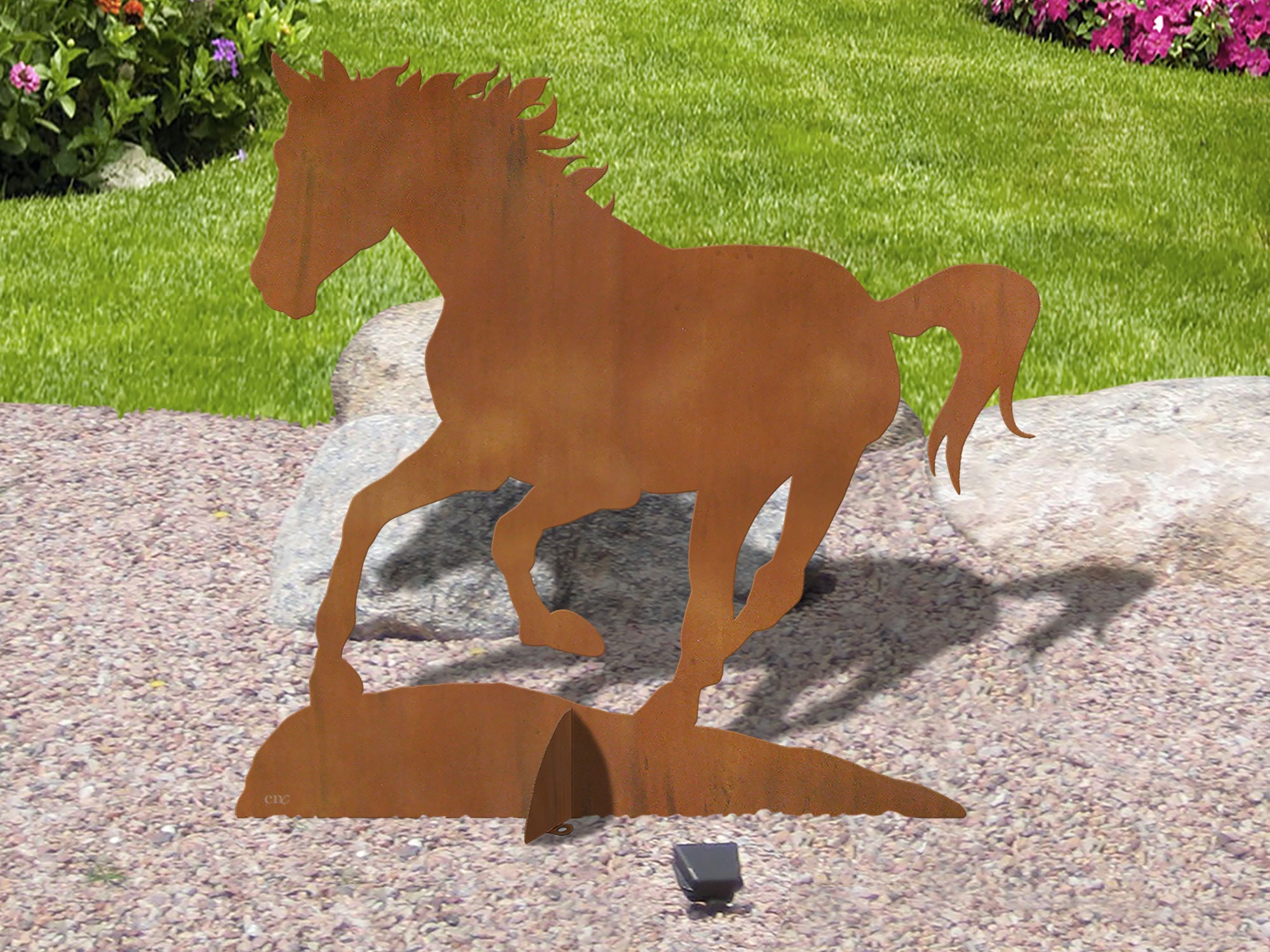 Running Horse Metal Yard Art: Western Decor Lawn Statue, Made in USA