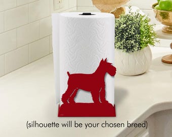 Custom Dog Paper Towel Holder: Countertop Decor - Any Breed - Choose Color or DIY Paint