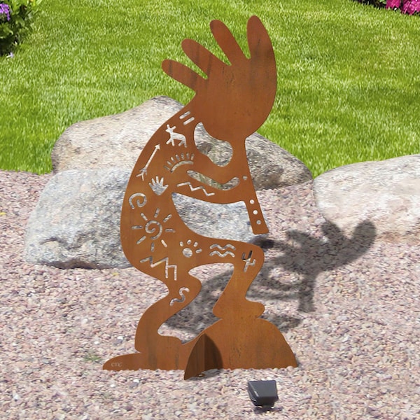 Kokopelli Tales Southwest Decor: Rust Metal Yard Art Statue - Made in USA