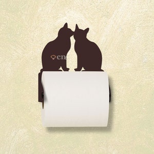 Kitties in Love Cat Toilet Paper Holder for Your Cat Theme Bathroom - Made from Sturdy Metal - Choose Color or Paint it Yourself