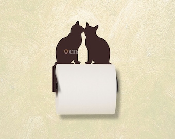 Kitties in Love Cat Toilet Paper Holder: Metal Bathroom Decor