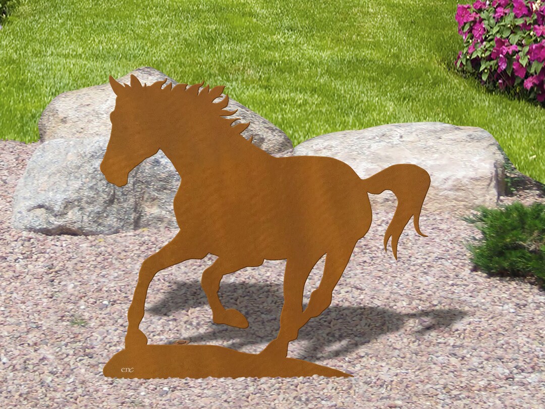Stamped Metal Running Horses Rusted Metal Running Horse Garden Art - Western Decor - Etsy