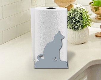 Sitting Kitty Paper Towel Holder: Cat Kitchen Decor, Choose Color or DIY Paint