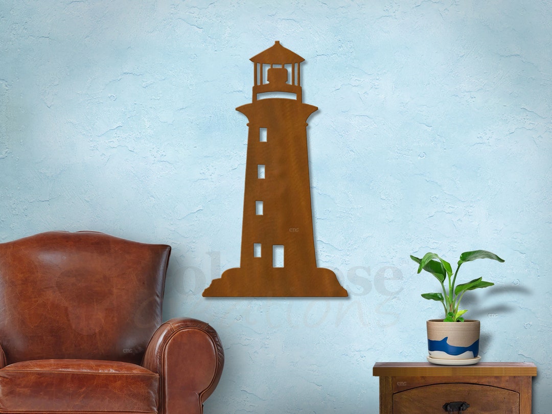 Rust Patina Lighthouse Metal Wall Art - Coastal Indoor Outdoor Decor - Etsy